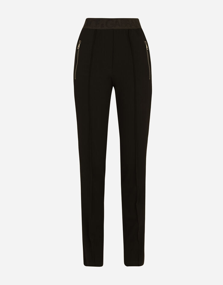 Dolce & Gabbana Pantaloni in jersey con elastico logato Nero FTCD2TGDO95