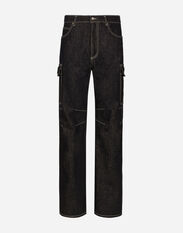 Dolce & Gabbana Denim cargo jeans with contrasting stitching Blue GP04GDG8KJ1