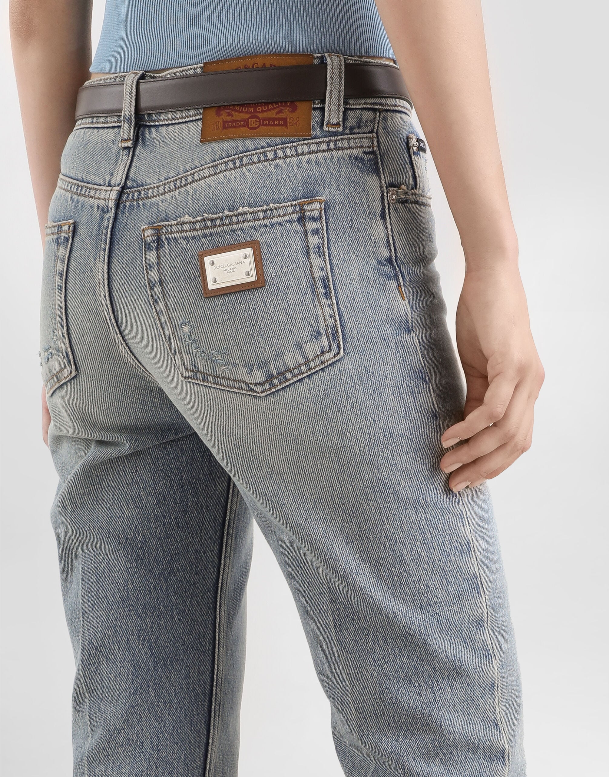 5-pocket denim trousers in Multicolor for Women | Dolce&Gabbana® US