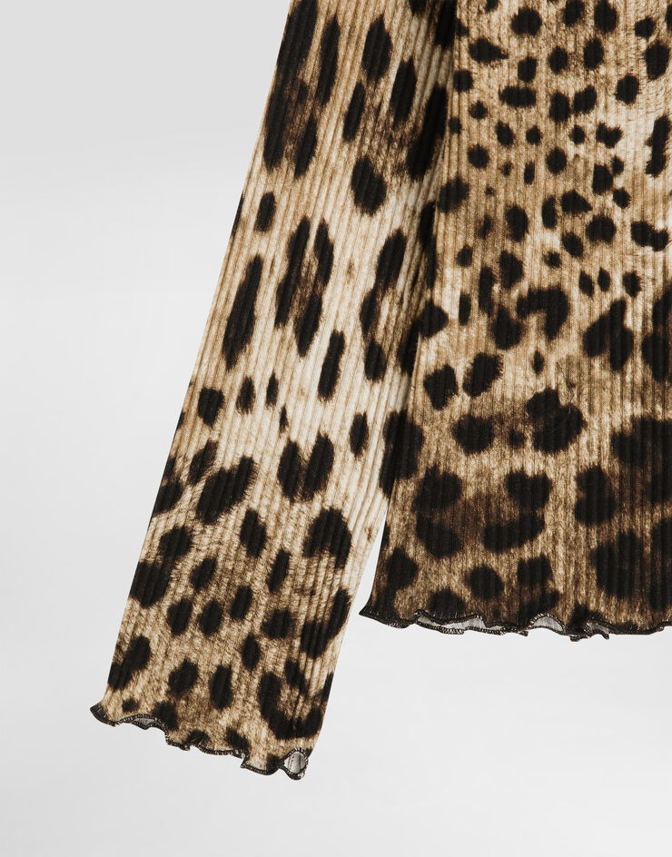Dolce & Gabbana Leopard-print ribbed turtleneck Print L5JTQCHS7Q6