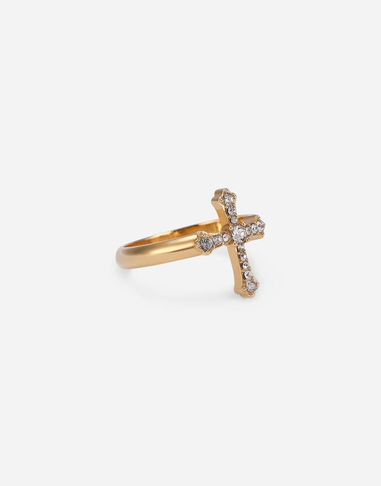 Dolce & Gabbana Ring mit Kreuz und Kristallen Gold WRN7S1W1111