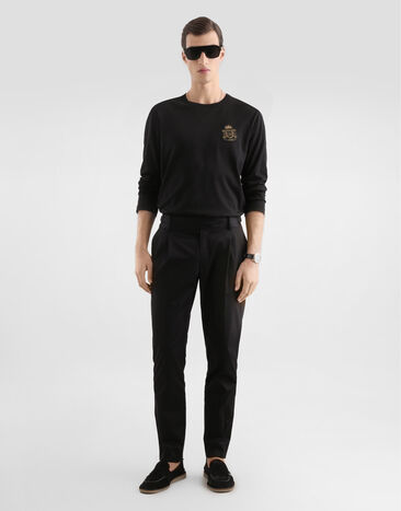 Dolce & Gabbana Cotton t-shirt with heraldic patch Black G8PV0ZG7PZU