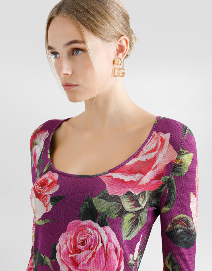 Dolce & Gabbana Rose-print silk sweater Print FXX82TJAHLC