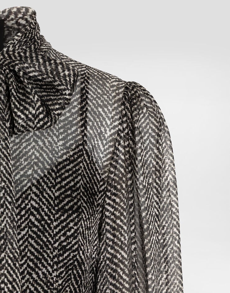 Dolce & Gabbana Silk chiffon dress with chevron print Multicolor F6JLJTIS1ZN