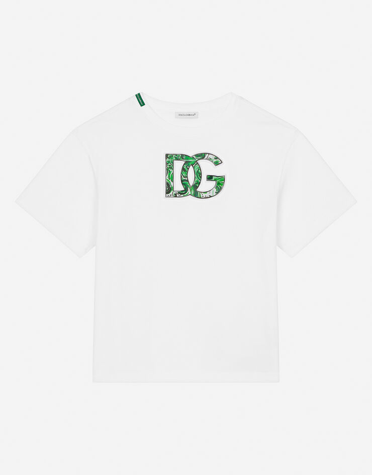 Dolce & Gabbana Jersey T-shirt with DG logo White L4JTHVG7NVC