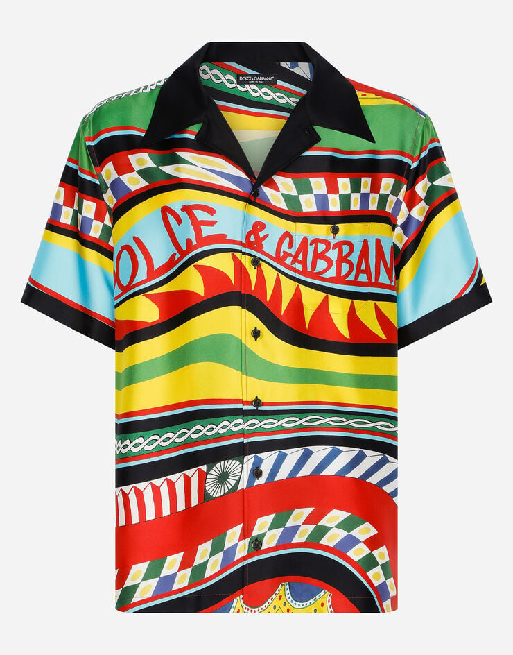 Dolce&Gabbana Silk twill Hawaiian shirt with carretto print Multicolor G5JH9THI1KN