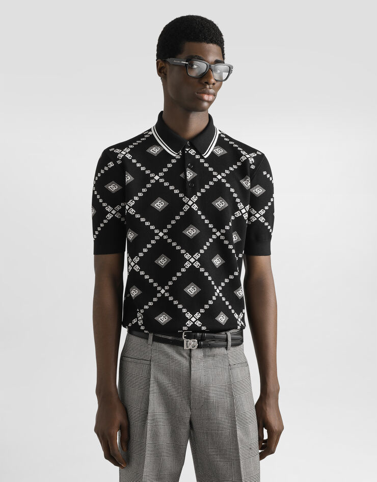 Dolce & Gabbana Jacquard piqué polo shirt Multicolor GXZ02TJGMA7