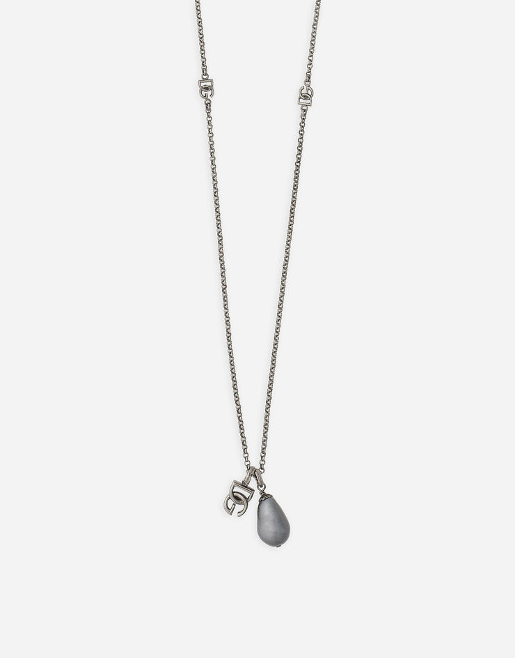 Dolce & Gabbana Teardrop necklace with DG logo Grey WNQ3S2W1111
