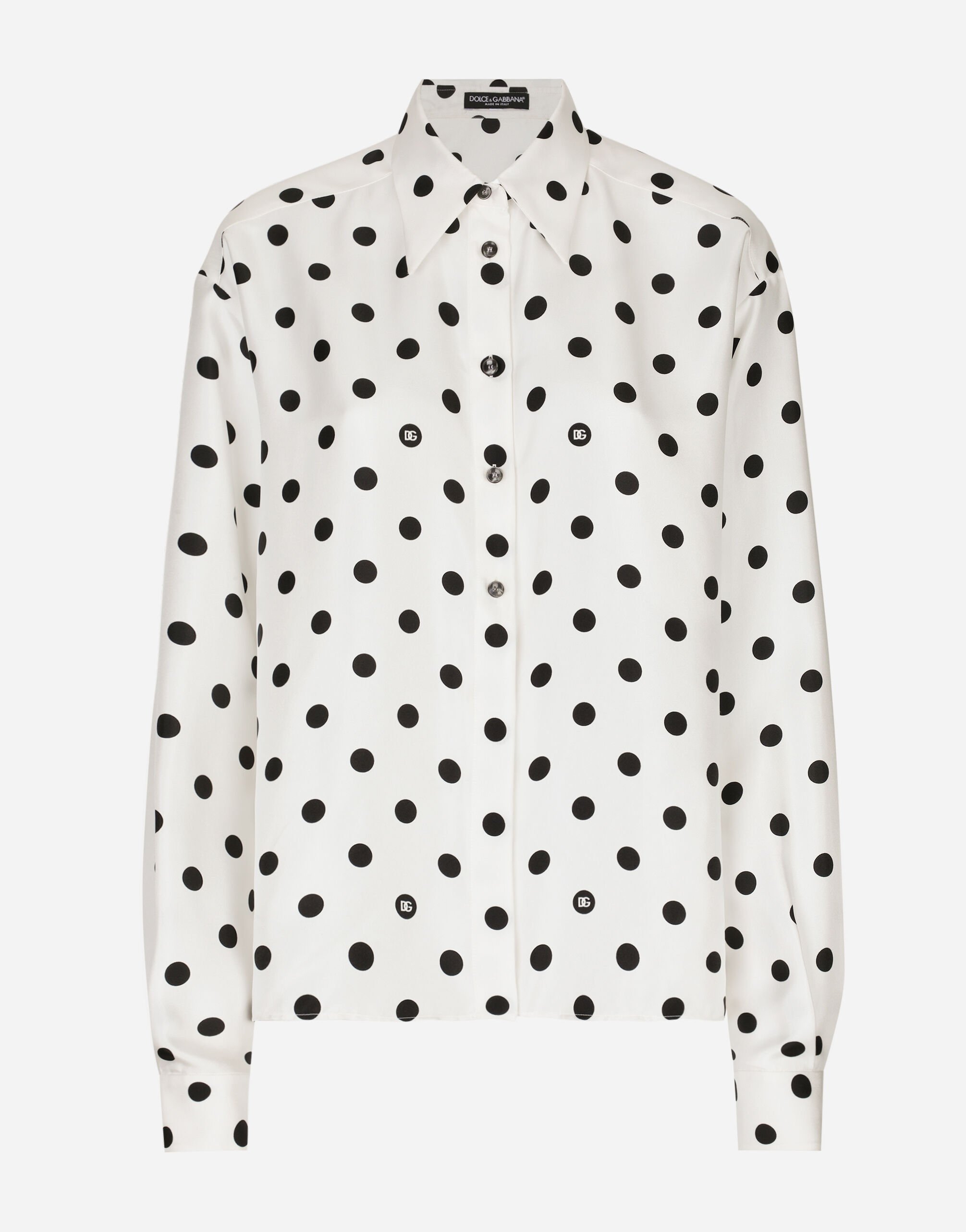 Dolce & Gabbana Silk twill shirt with polka-dot print Print F5S48TIS1VL