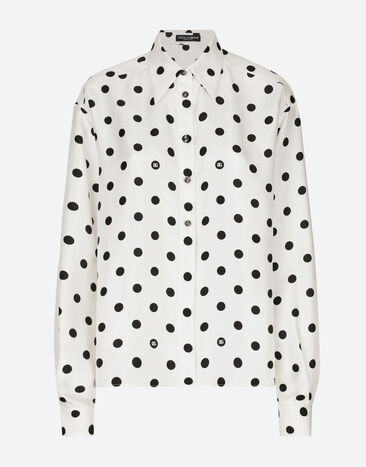 Dolce & Gabbana Camisa en sarga de seda con estampado de lunares Imprima F79EFTHI1TN