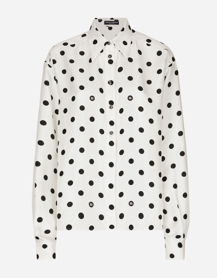Dolce & Gabbana Silk twill shirt with polka-dot print Print F5S31TIS1VI