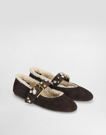 Dolce & Gabbana Suede ballet flats with embroidery Multicolor CB0295A3O93