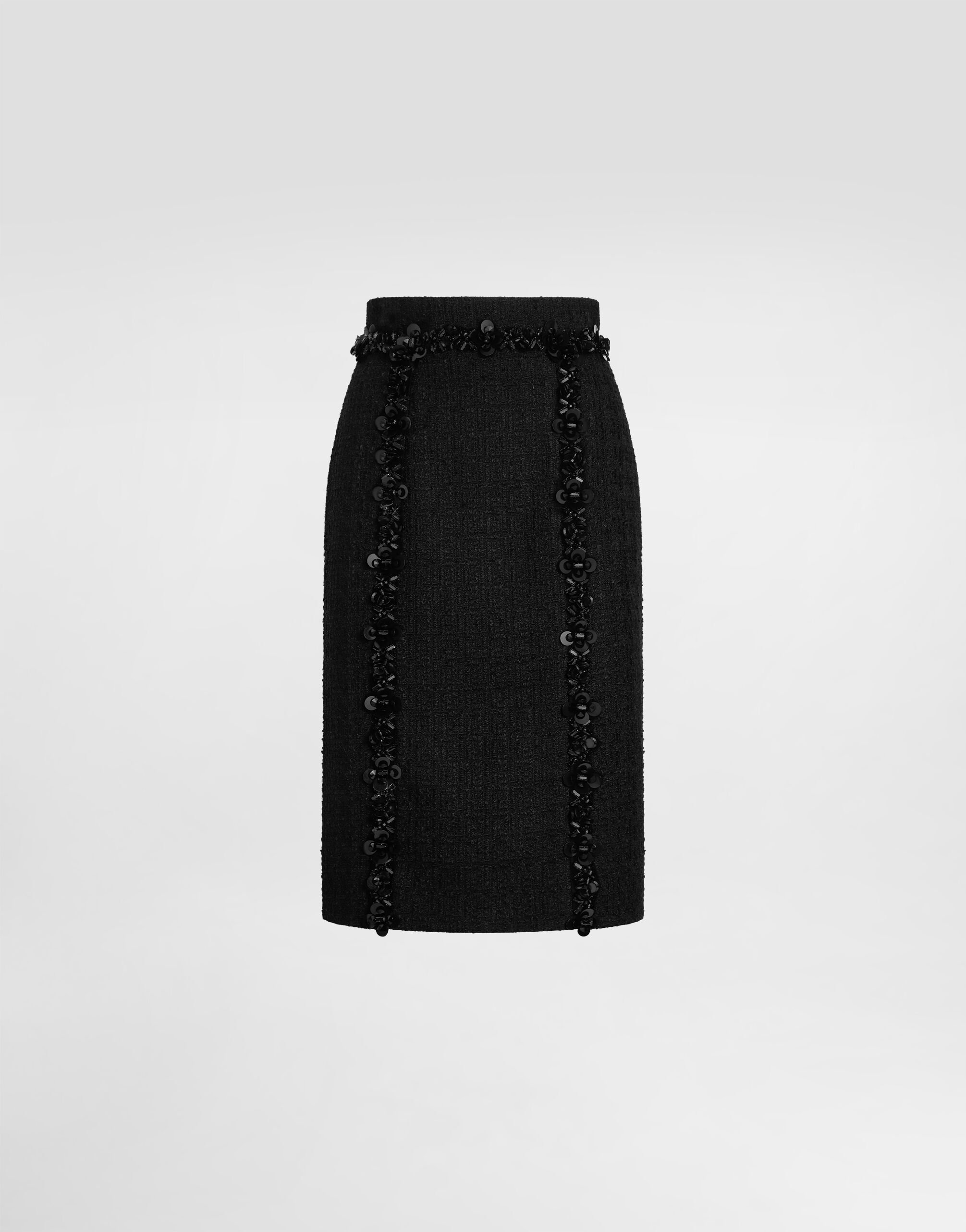 スカート DOLCE  GABBANA Women Skirts F4CVBTFUBF1N0000 Black Tweed midi skirt with DG logo in Black for Women