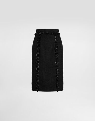 Dolce & Gabbana Stretch mat sheath skirt Black F4C7CZFUCDQ