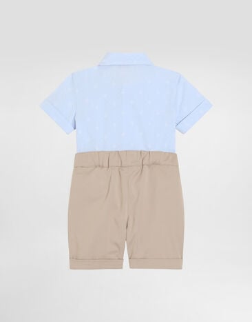 Dolce & Gabbana Barboteuse en gabardine et jacquard avec logo DG, pois et écusson Multicolore L11O94G7N9J