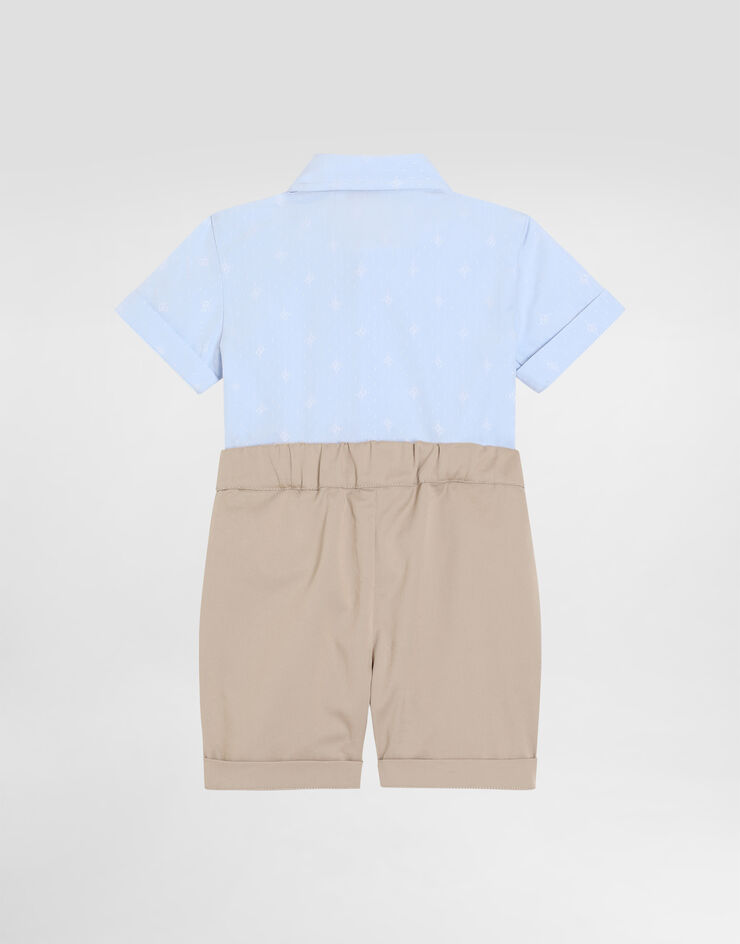 Dolce & Gabbana Gabardine and jacquard romper suit with polka-dots and DG logo with patch Multicolor L11O94G7N9J