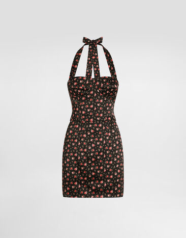 Dolce & Gabbana Small rose-print short satin dress Multicolor F610ZTFSA8J