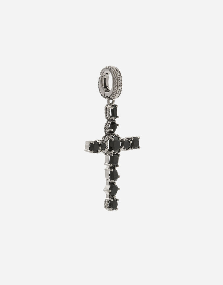 Dolce & Gabbana Charm Anna aus Weißgold 18 kt mit schwarzen Spinellen Weiss WAQA8GWSPBL