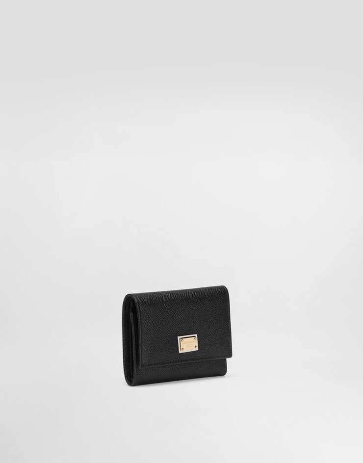 Dolce & Gabbana Geldbörse aus Dauphine-Kalbsleder mit Logoplakette SCHWARZ BI0770A1001