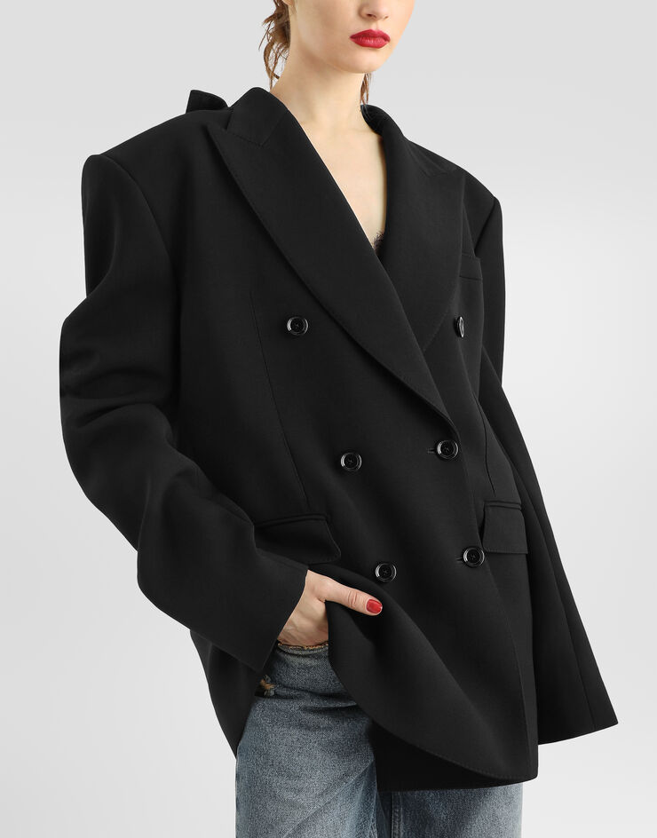 Dolce & Gabbana Double-breasted jacket in wool gabardine Black F29TNTFU28J