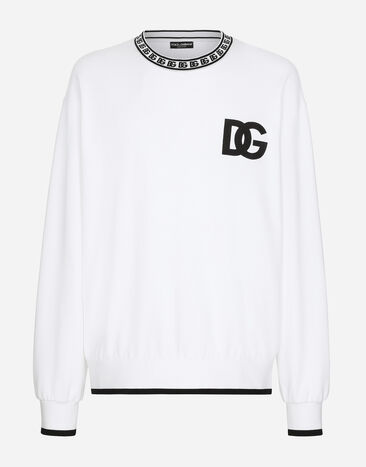 Dolce & Gabbana Jersey round-neck sweatshirt with DG embroidery White G9OW6ZG7C7X