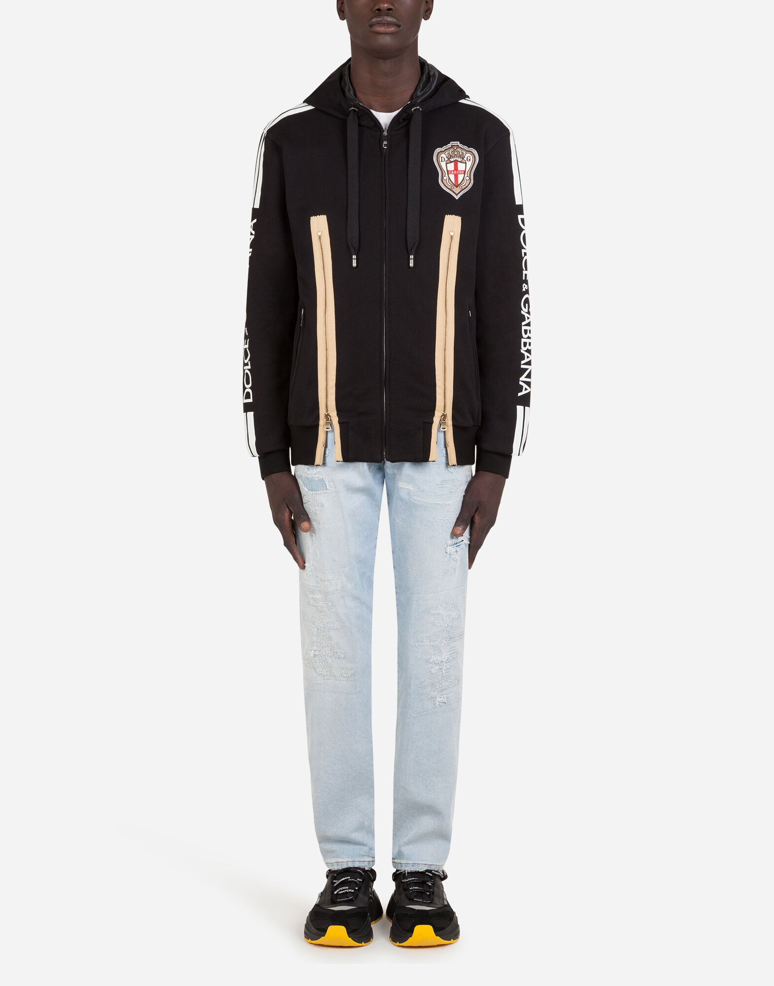 男性に人気！ Zip-up hoodie embellishment patch with print Dolce&Gabbana with トップス