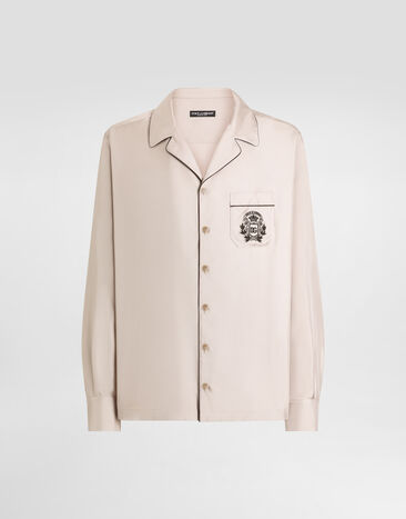 Dolce & Gabbana Silk shirt with embroidery Beige G5IF1ZGK252