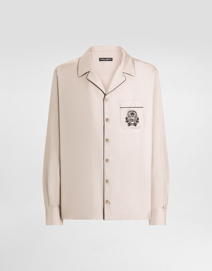 Dolce & Gabbana Silk shirt with embroidery Beige G5IF1ZGK252