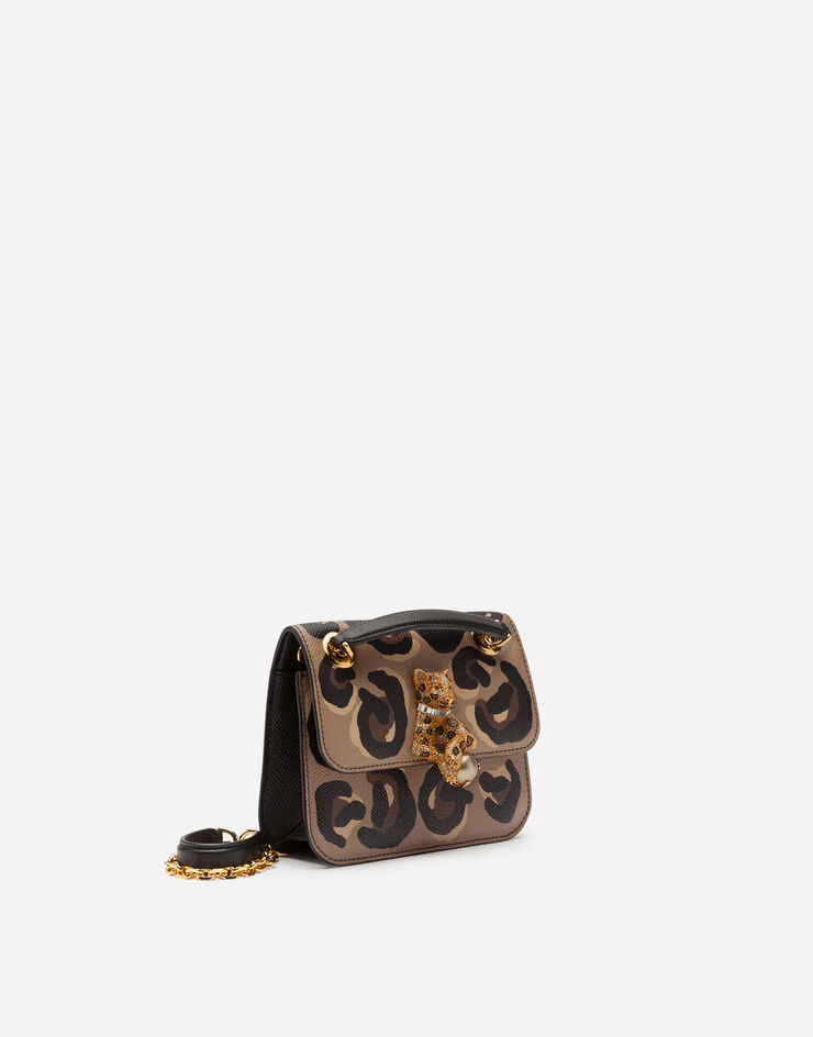 Dolce & Gabbana Small jungle bag in calfskin with DG leo print and bejeweled closure ANIMAL PRINT BB6863AX920