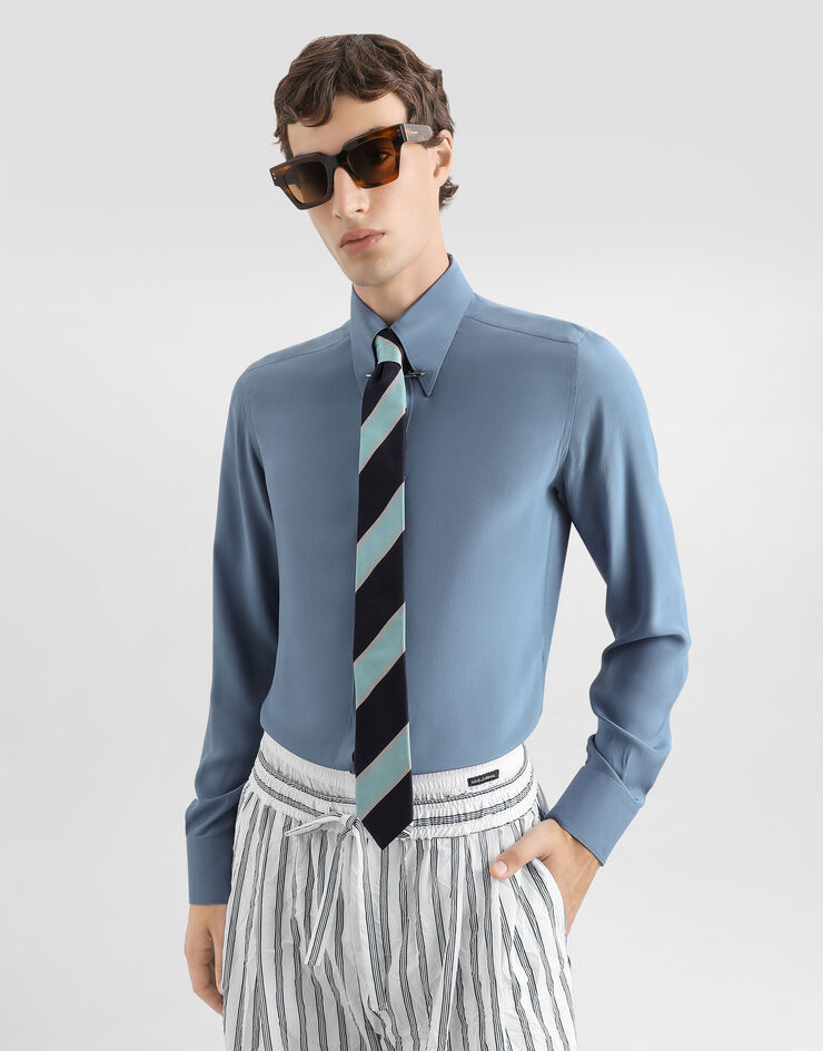Dolce & Gabbana Silk crêpe de chine gold shirt Azure G5NP9TFU1UQ