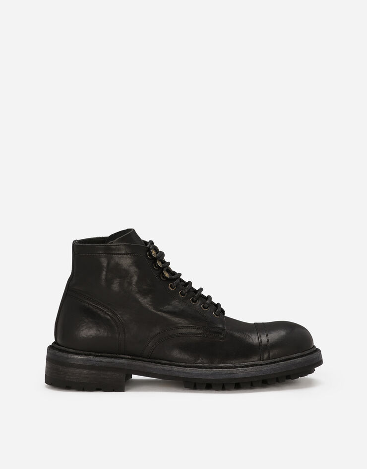 ブラックのメンズ Leather ankle boots | Dolce&Gabbana®