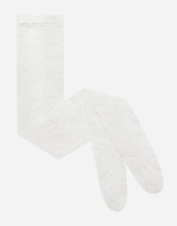 Dolce & Gabbana Lace tights with branded elastic White O4B23TONP87