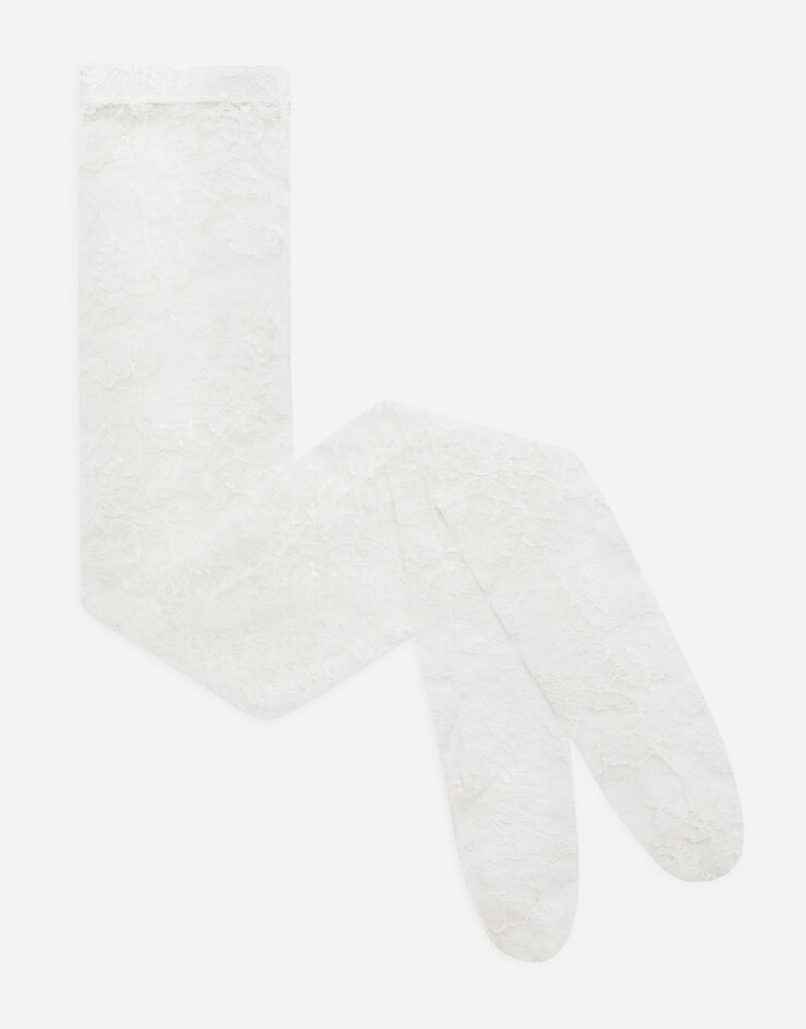 Dolce & Gabbana Pantis de encaje con logotipo en cintura elástica Blanco O4B23TONP87