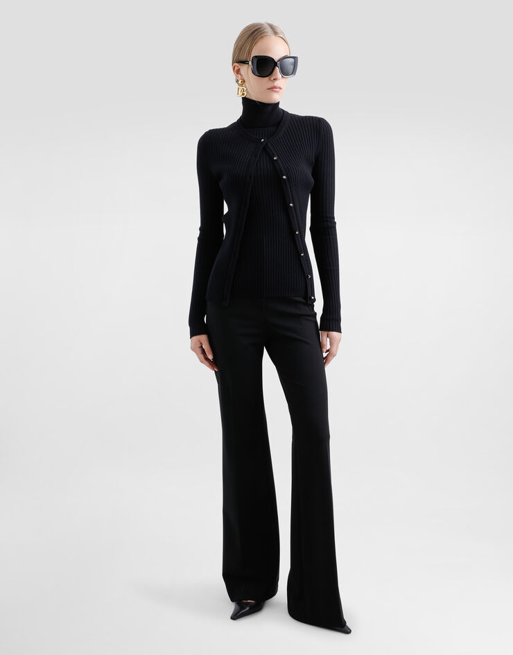 Dolce & Gabbana Ribbed wool cardigan Black FXV62TJCVXG
