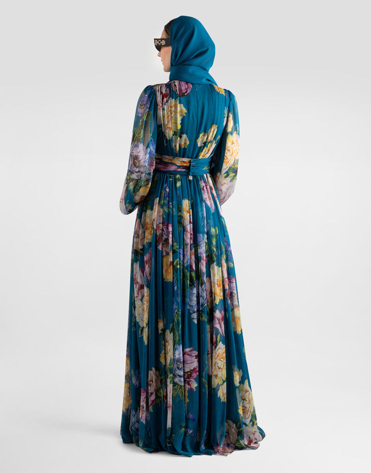 Dolce & Gabbana Peony-print chiffon dress Multicolor I6AF5ZIS11Q