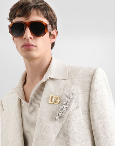 Dolce & Gabbana Broche logo avec strass Gold WPS3L1W1111