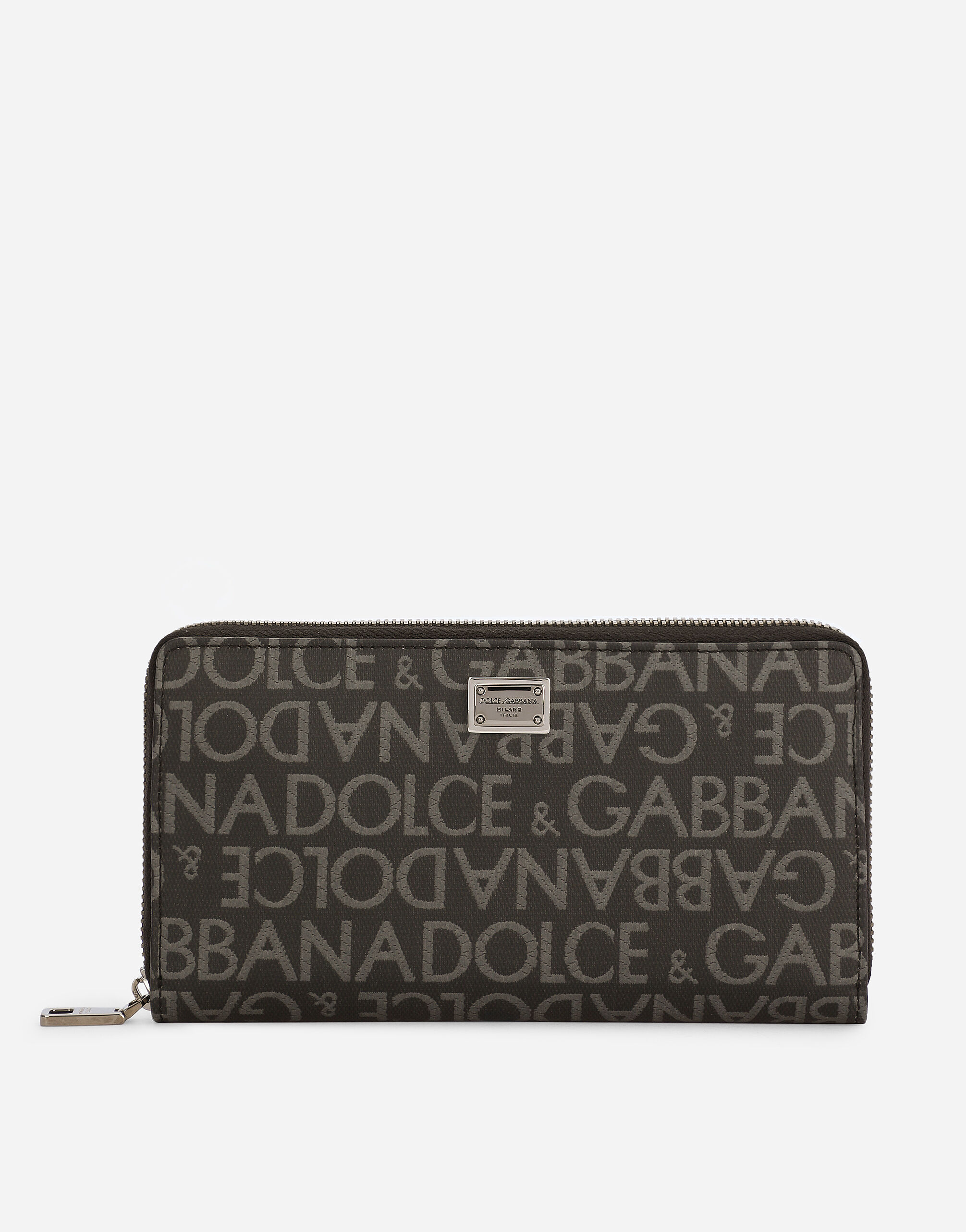 【関税&送料込】Dolce & Gabbana Wallets Black 男士多色Zip-around coated jacquard wallet | Dolce&Gabbana®