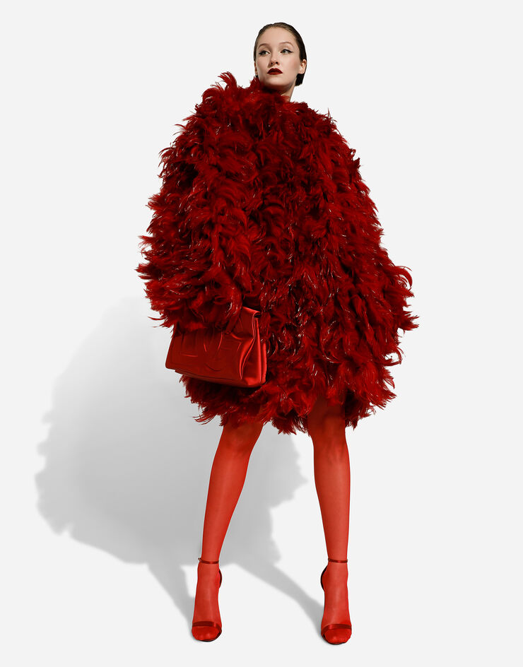 Dolce&Gabbana Mantel aus Organza bestickt mit Hahnenfedern Mehrfarbig F0W1GFGDB2U