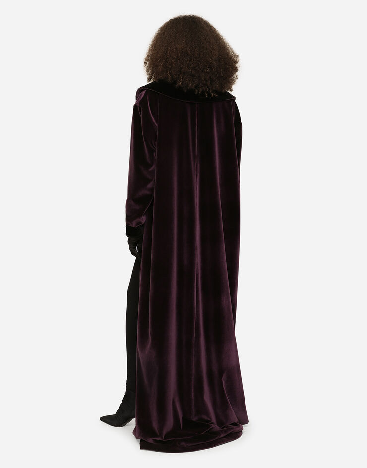 Dolce & Gabbana KIM DOLCE&GABBANA Long velvet coat Purple F0C7QTFUVJC