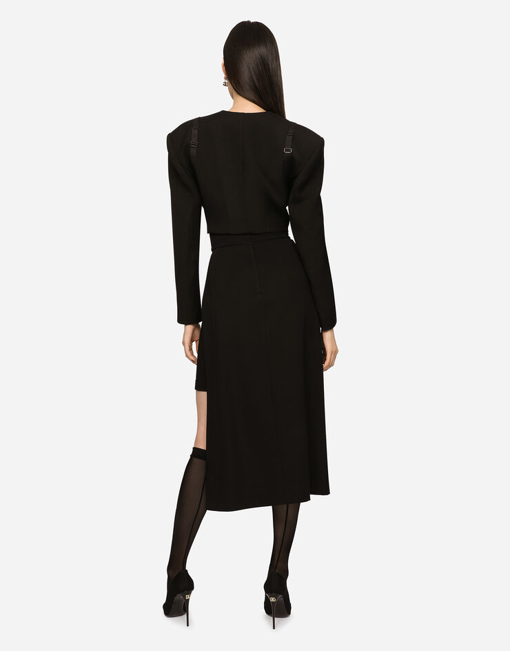 Dolce & Gabbana Calf-length skirt with jersey mini skirt Black F4CIKTFUGPF