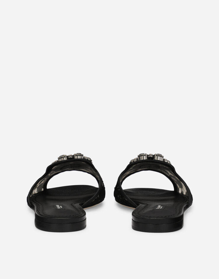 Dolce & Gabbana Lace rainbow slides with brooch detailing Black CQ0023AG667