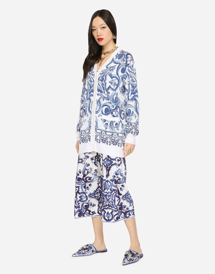 Dolce & Gabbana 마욜리카 디자인 자카드 실크 카디건 멀티 컬러 FXH20TJASV0