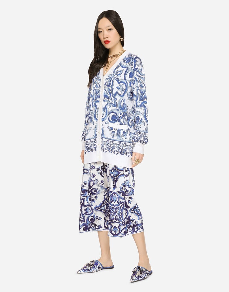 Dolce & Gabbana Majolica-design silk jacquard cardigan Multicolor FXH20TJASV0