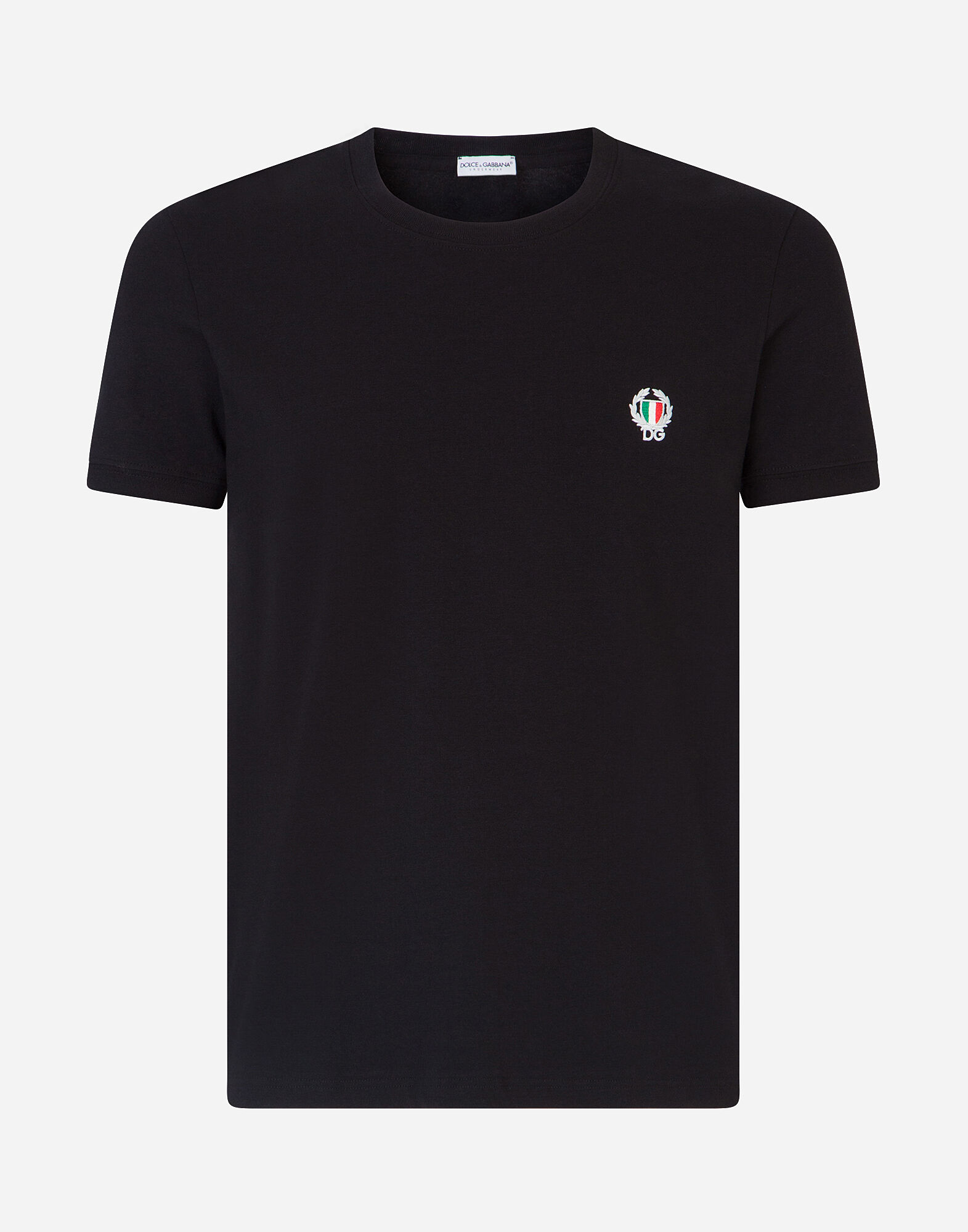 Cotton undershirt with DG crest in BLACK for Men | Dolce&Gabbana® US