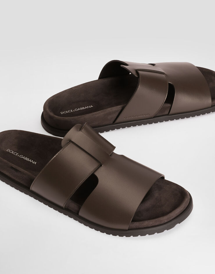 Dolce & Gabbana DG casual calfskin sandals Brown A80570A0118