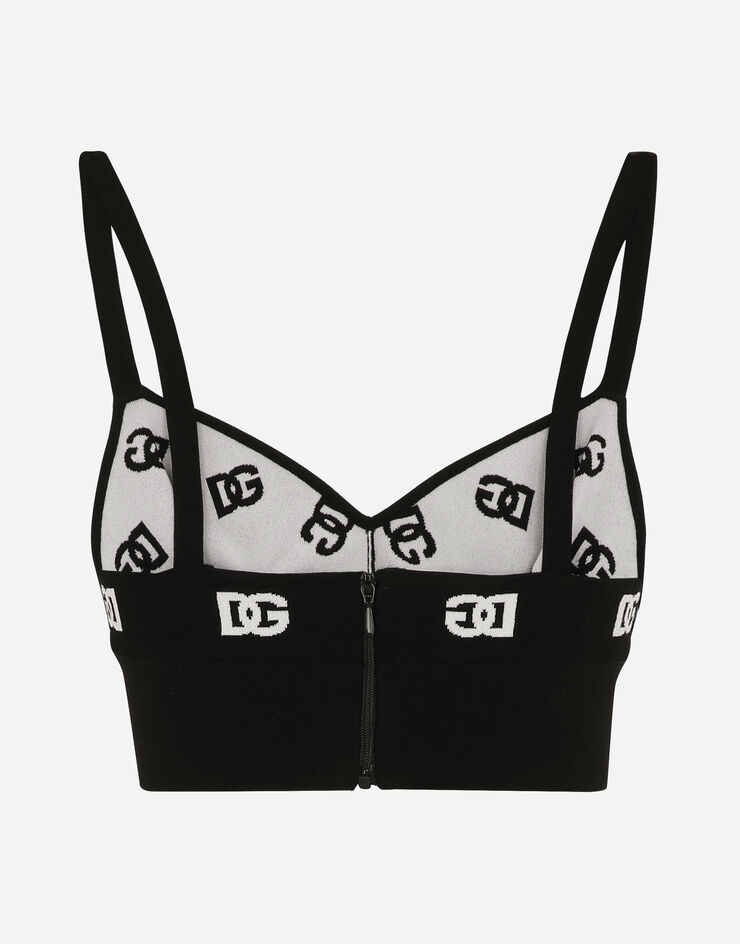 Dolce & Gabbana Top soutien-gorge en viscose avec logo DG en jacquard Imprimé FXT05TJAIK3