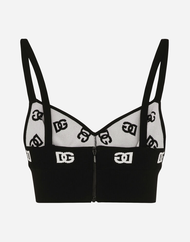 Dolce & Gabbana Viscose bralette top with jacquard DG logo Print FXT05TJAIK3