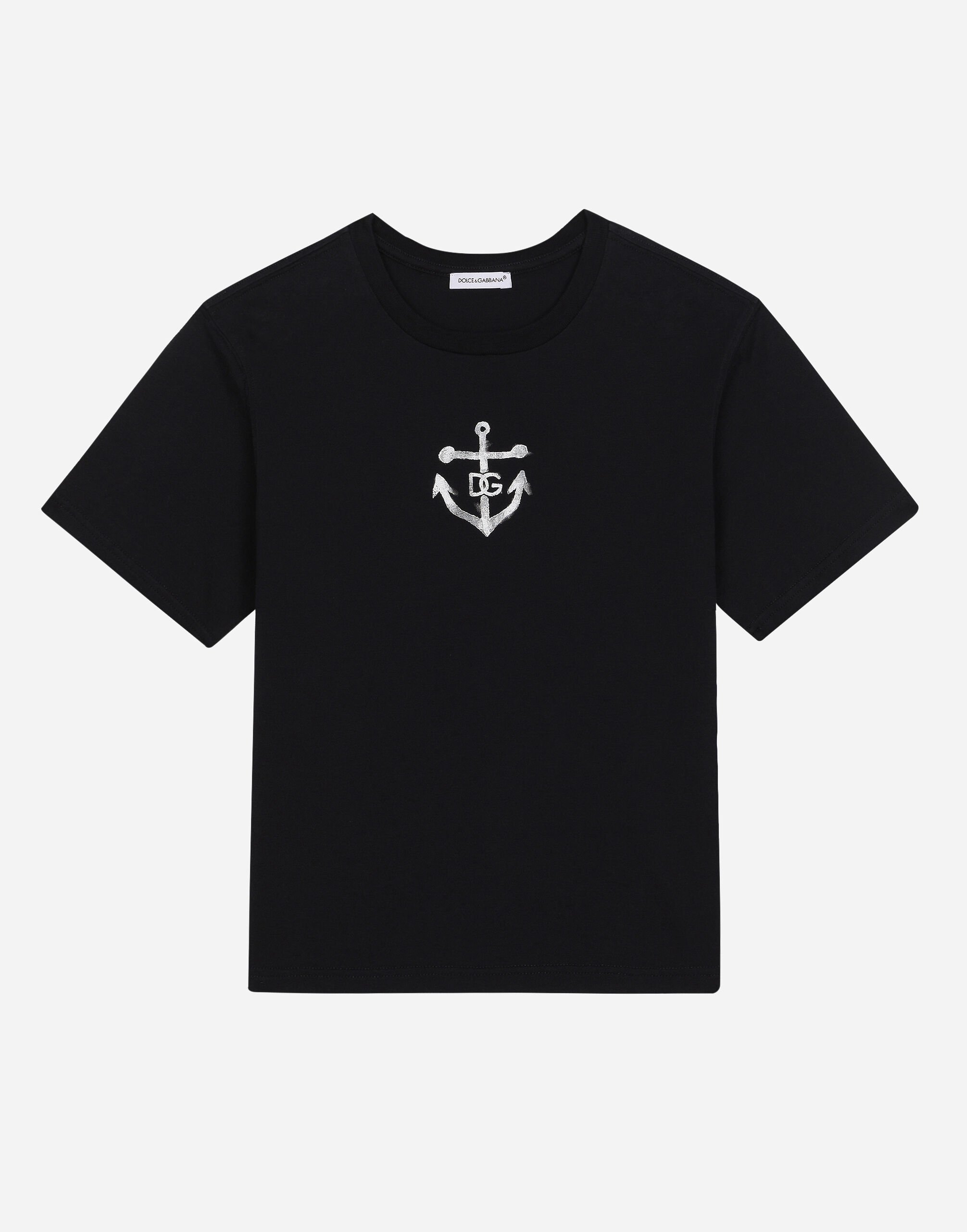 Dolce & Gabbana Jersey T-shirt with DG anchor print Multicolor DA5181AN571