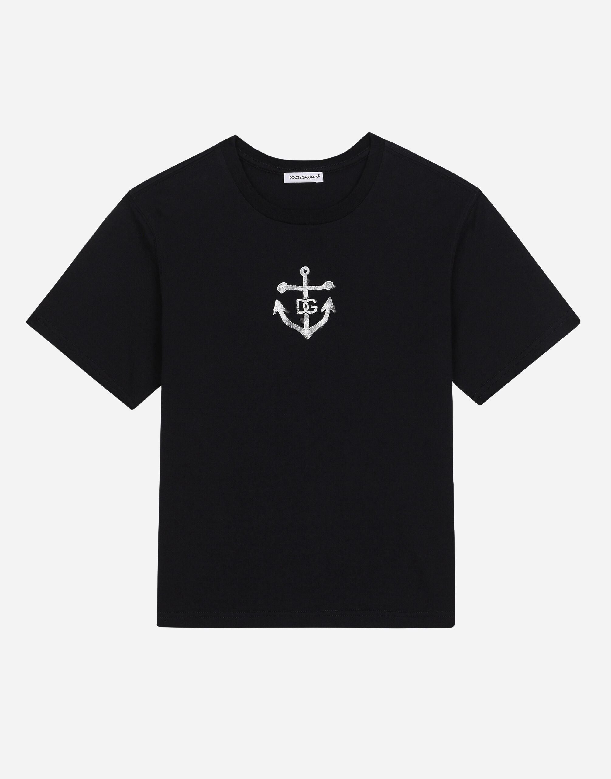 Dolce & Gabbana Jersey T-shirt with DG anchor print Print L4JTDSHS7NG