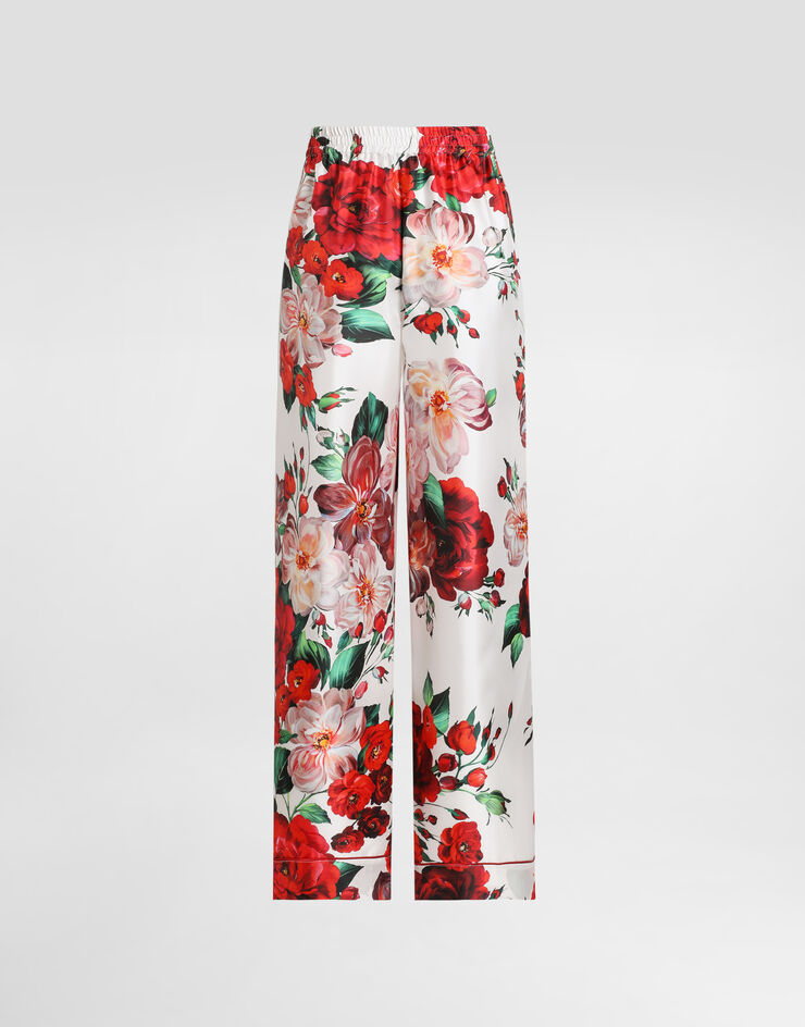 Dolce & Gabbana Satin pajama pants with rose print Print FTAMPTIS1ZD